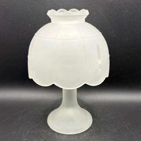 Vintage Satin Frosted Glass Pedestal Fairy Lamp Fairy Light Candle Holder Decor - Picture 1 of 10